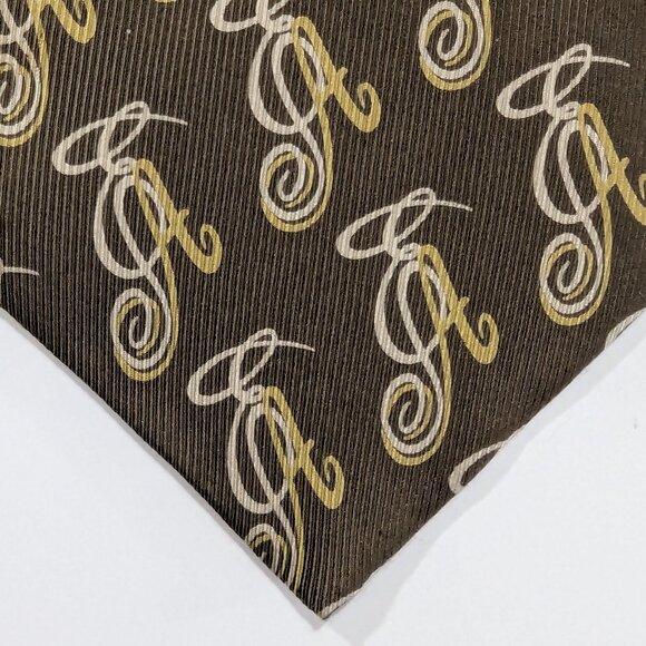 Emporio Armani Men’s Brown Necktie with repeated EA print, Made in Italy - Picture 6 of 9